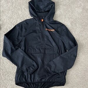 Orangetheory Black Hooded Pullover Windbreaker with Orange Logo